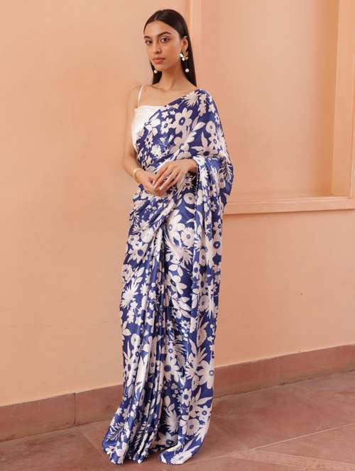 women floral printed saree with blouse - 22060586 -  Standard Image - 0
