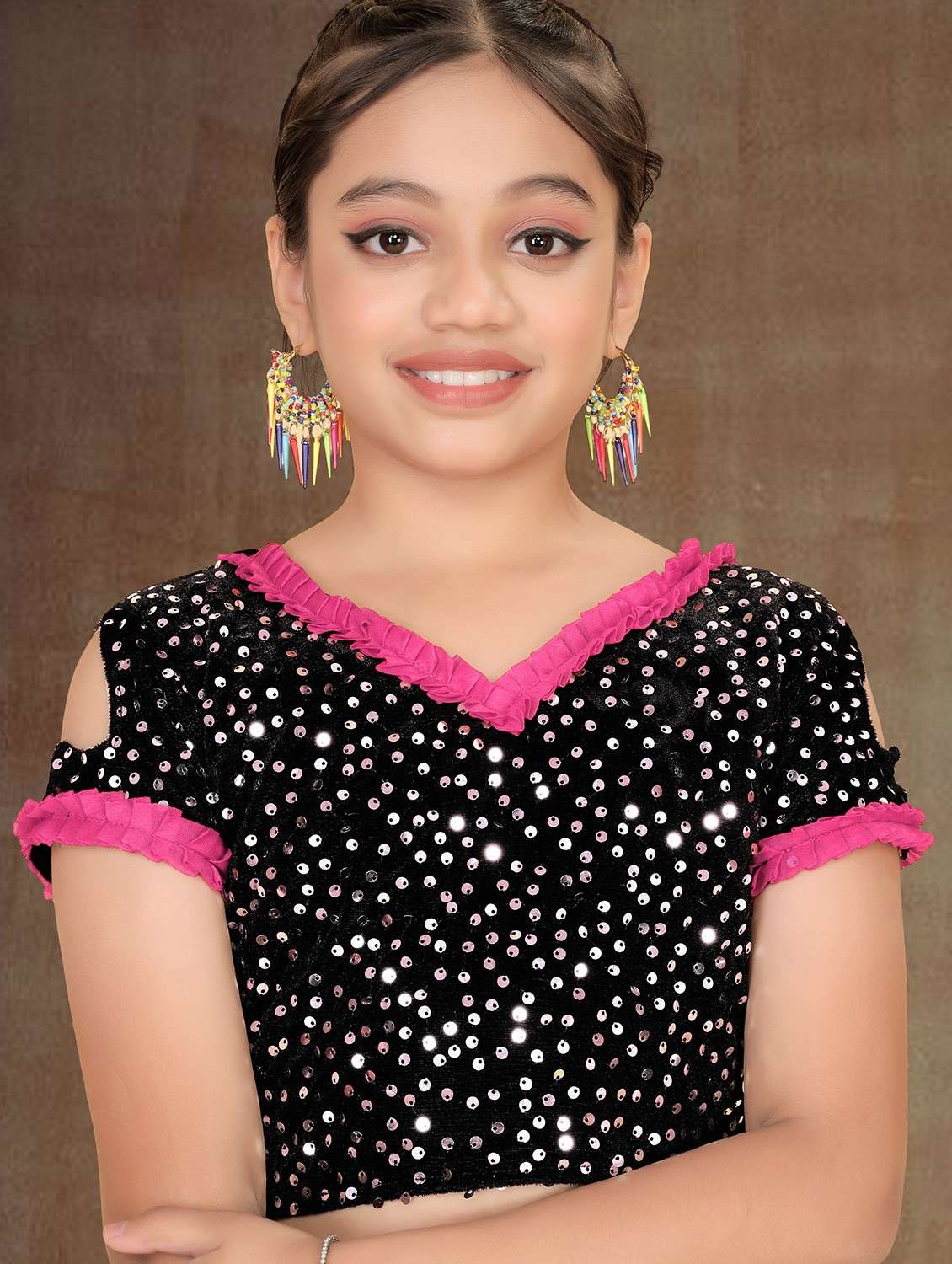 girls embellished ready to wear ruffle saree - 22060609 -  Standard Image - 1