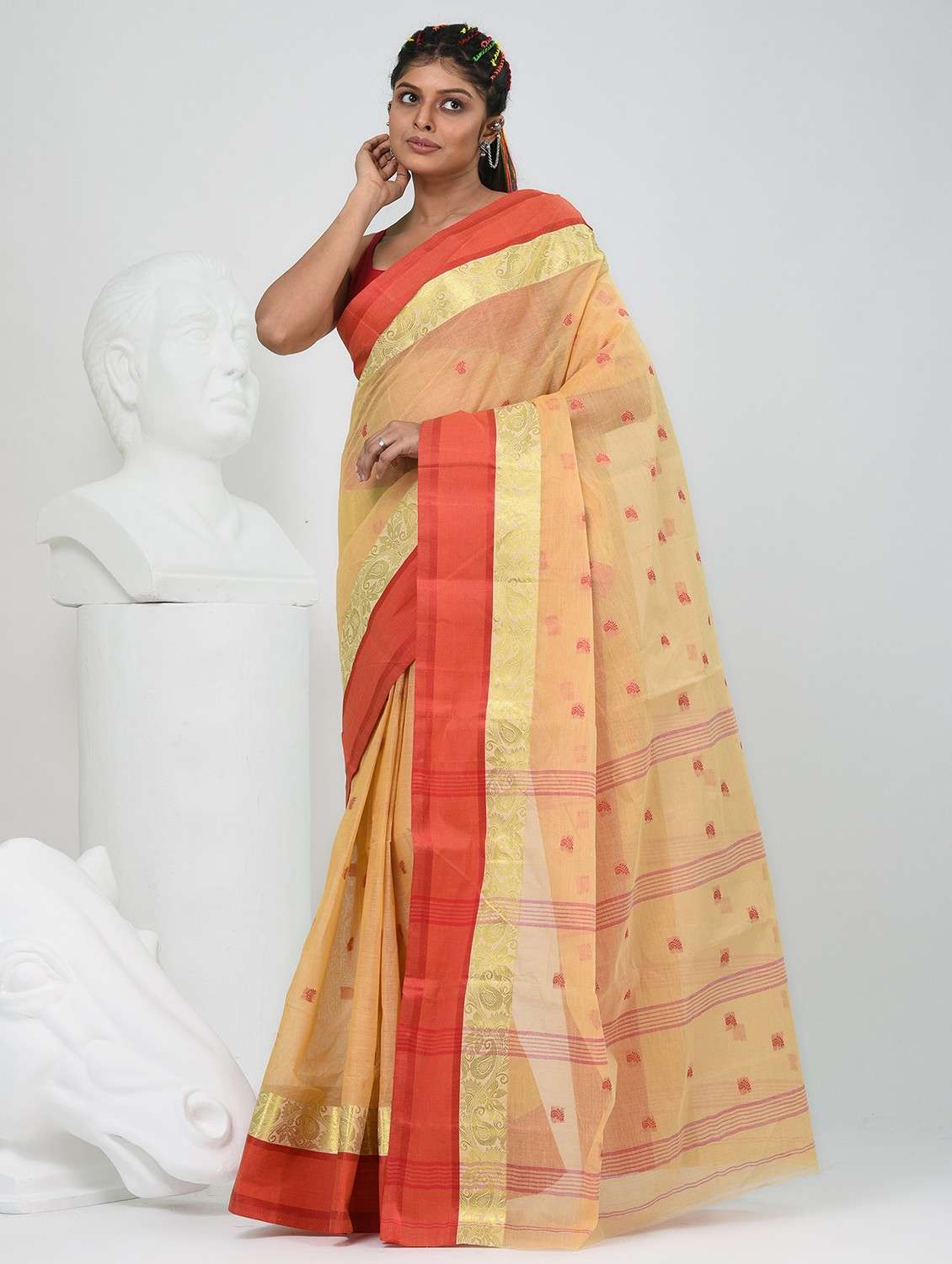 women self design tant saree - 22060651 -  Standard Image - 4