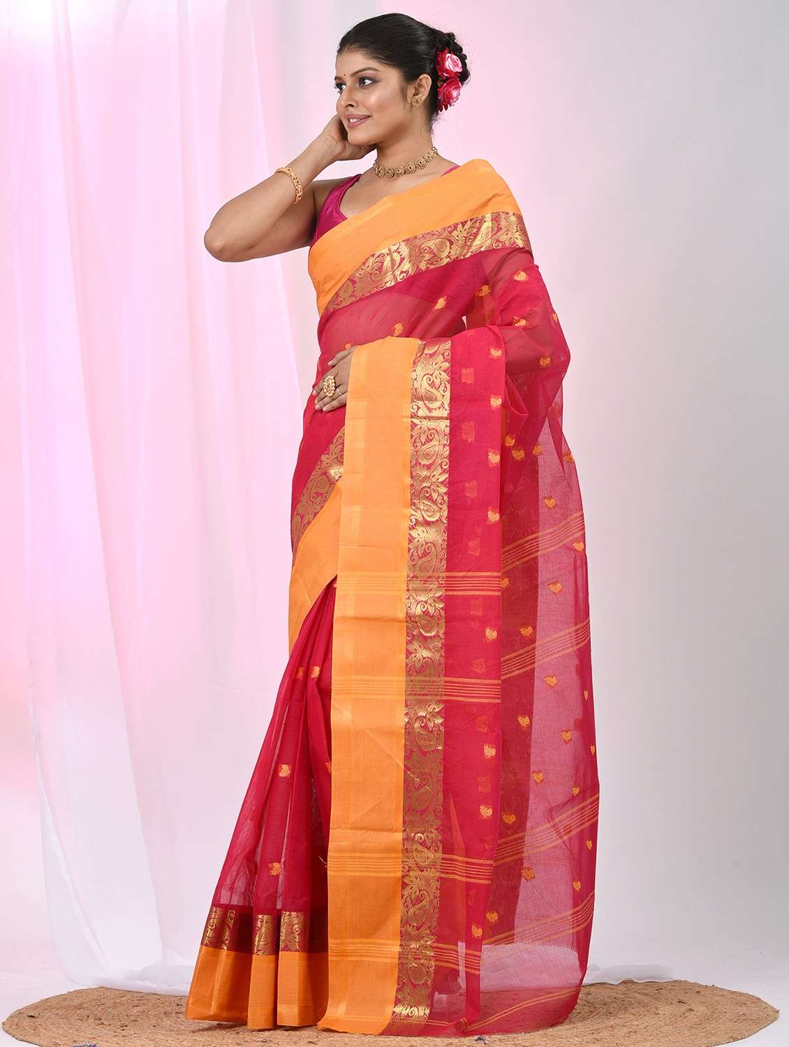 women self design tant saree - 22060652 -  Standard Image - 1