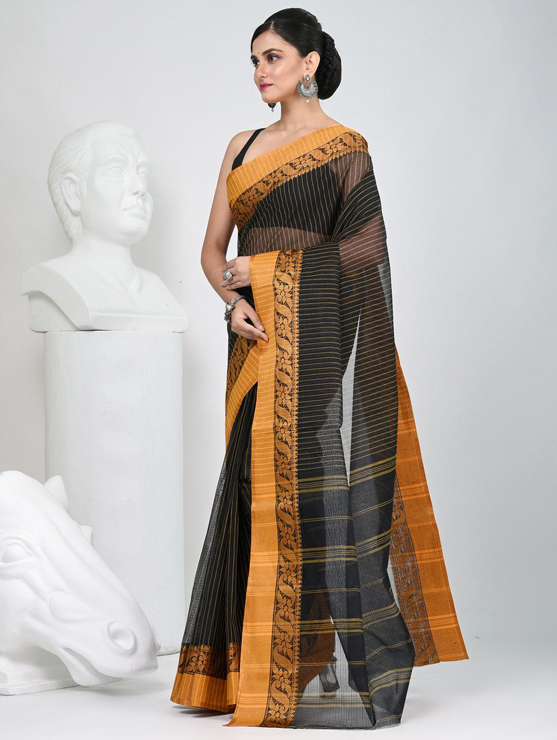 women striped tant saree - 22060661 - Standard Image - 1