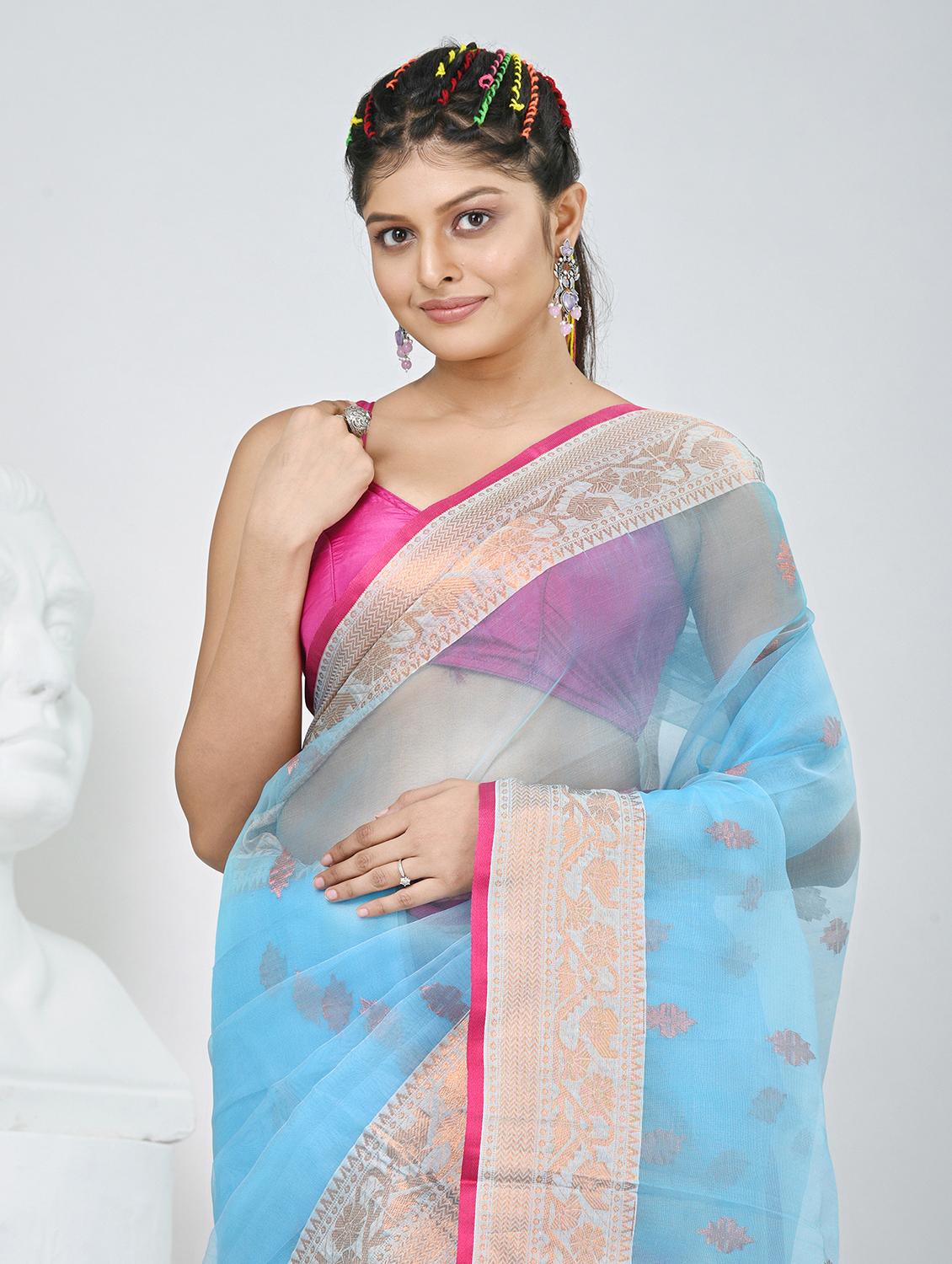 women self design handloom saree with blouse - 22060686 - Standard Image - 1