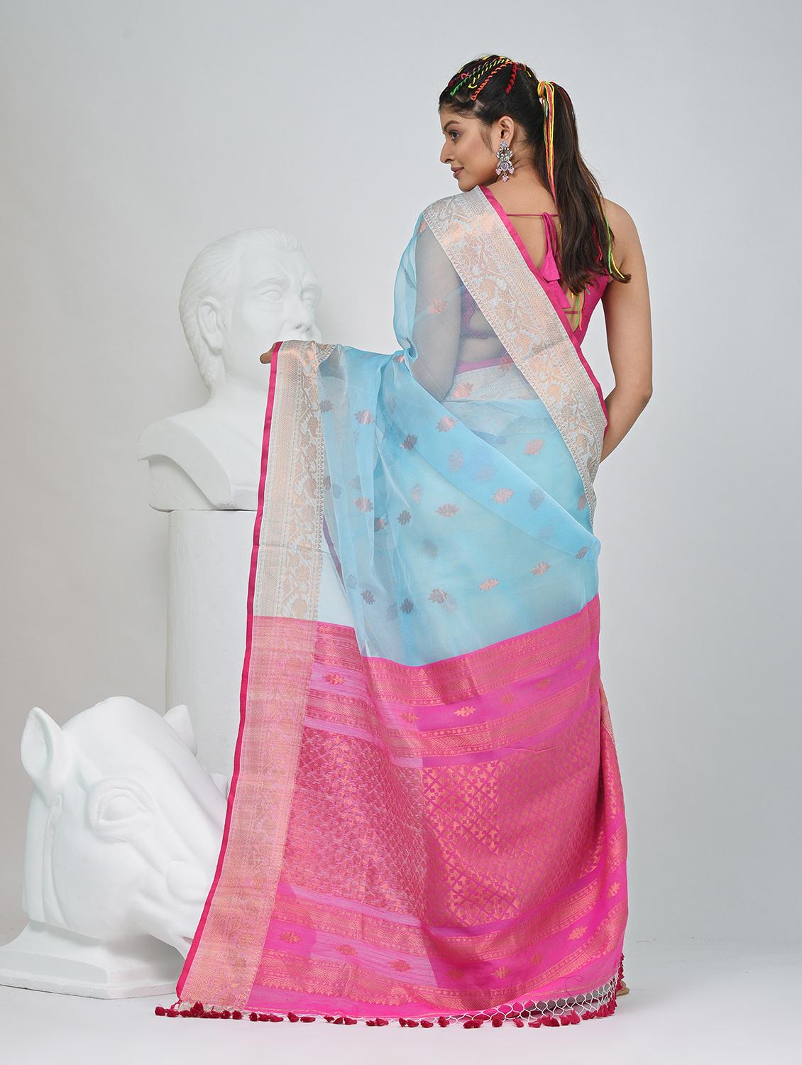 women self design handloom saree with blouse - 22060686 - Standard Image - 4