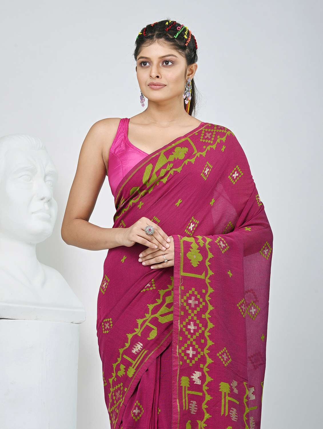 Women Self Design Handloom Saree With Blouse - 22060705 -  Standard Image - 1