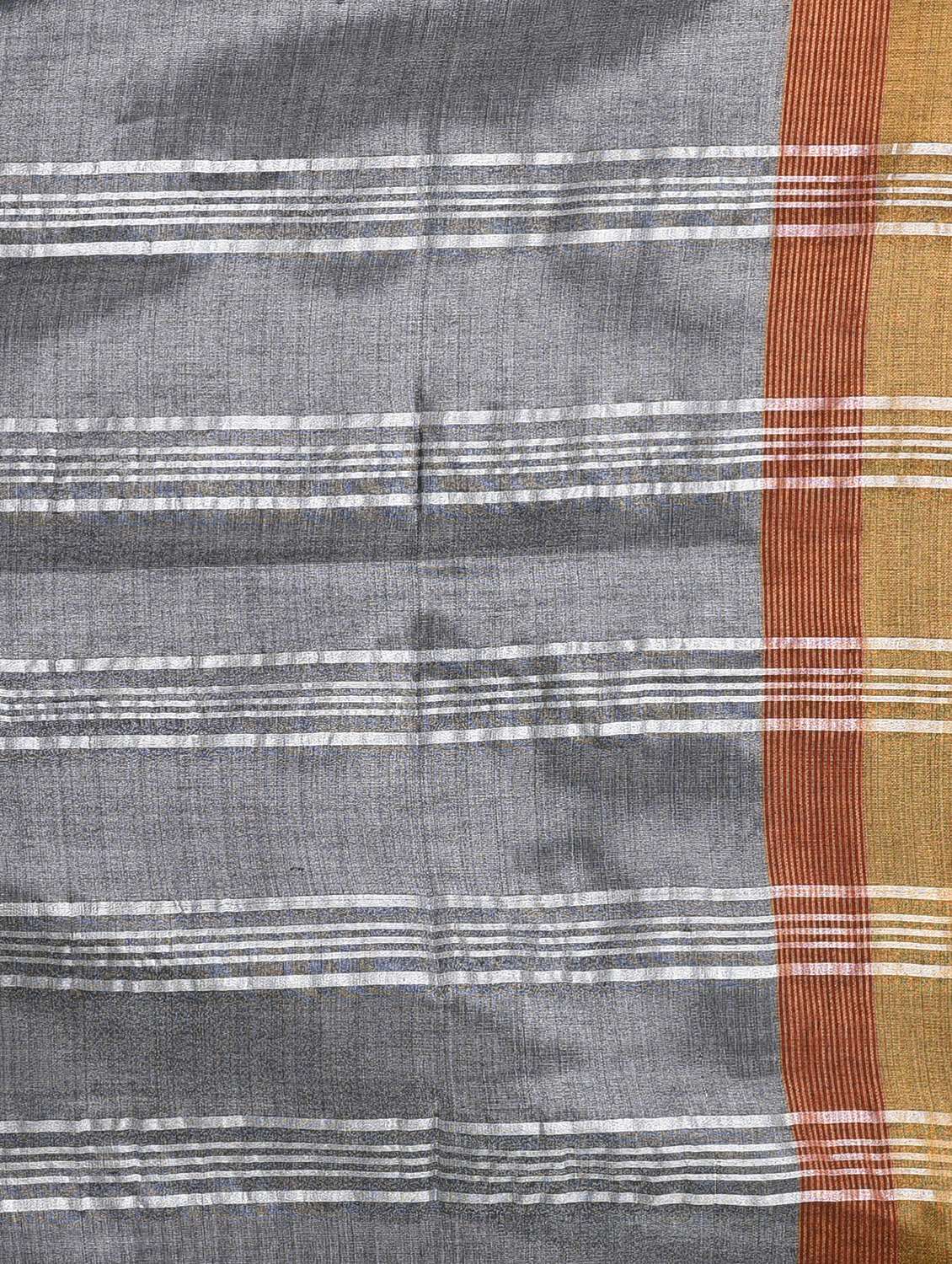women solid with bordered handloom saree with blouse - 22060713 -  Standard Image - 6