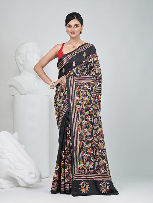 women solid with work handloom saree with blouse - 22060733 -  Standard Image - 0