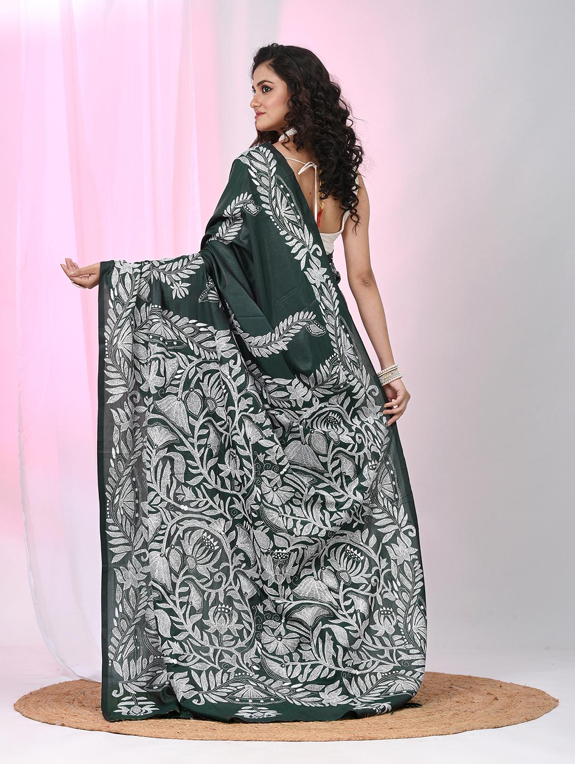 women solid with work handloom saree with blouse - 22060736 - Standard Image - 4