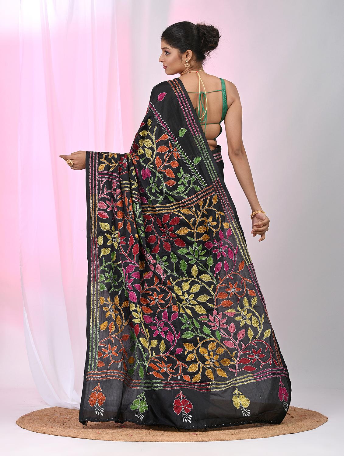 women solid with work handloom saree with blouse - 22060762 - Standard Image - 4