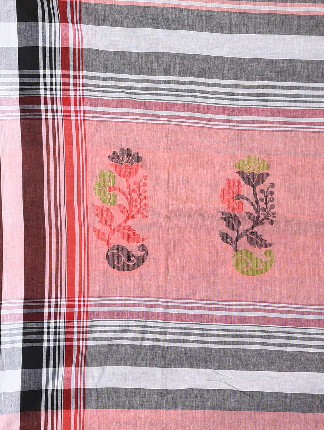 women striped handloom saree with blouse - 22060796 -  Standard Image - 6