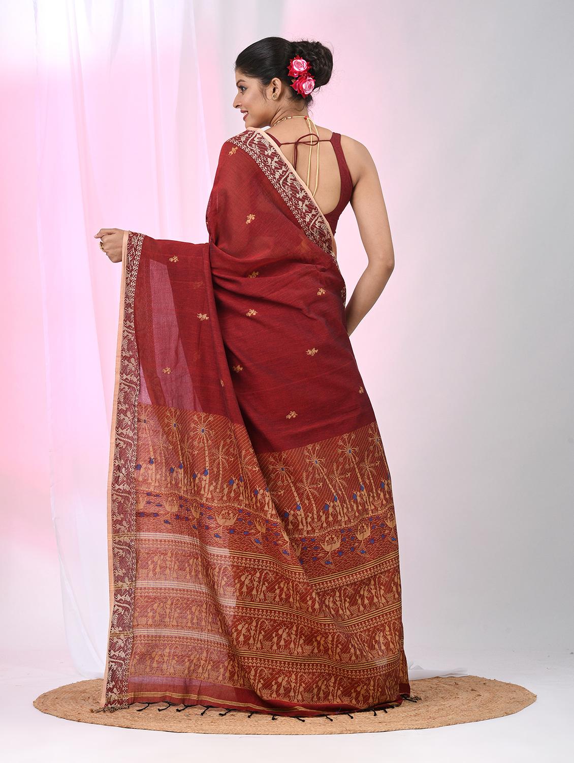 women self design handloom saree with blouse - 22060802 - Standard Image - 4