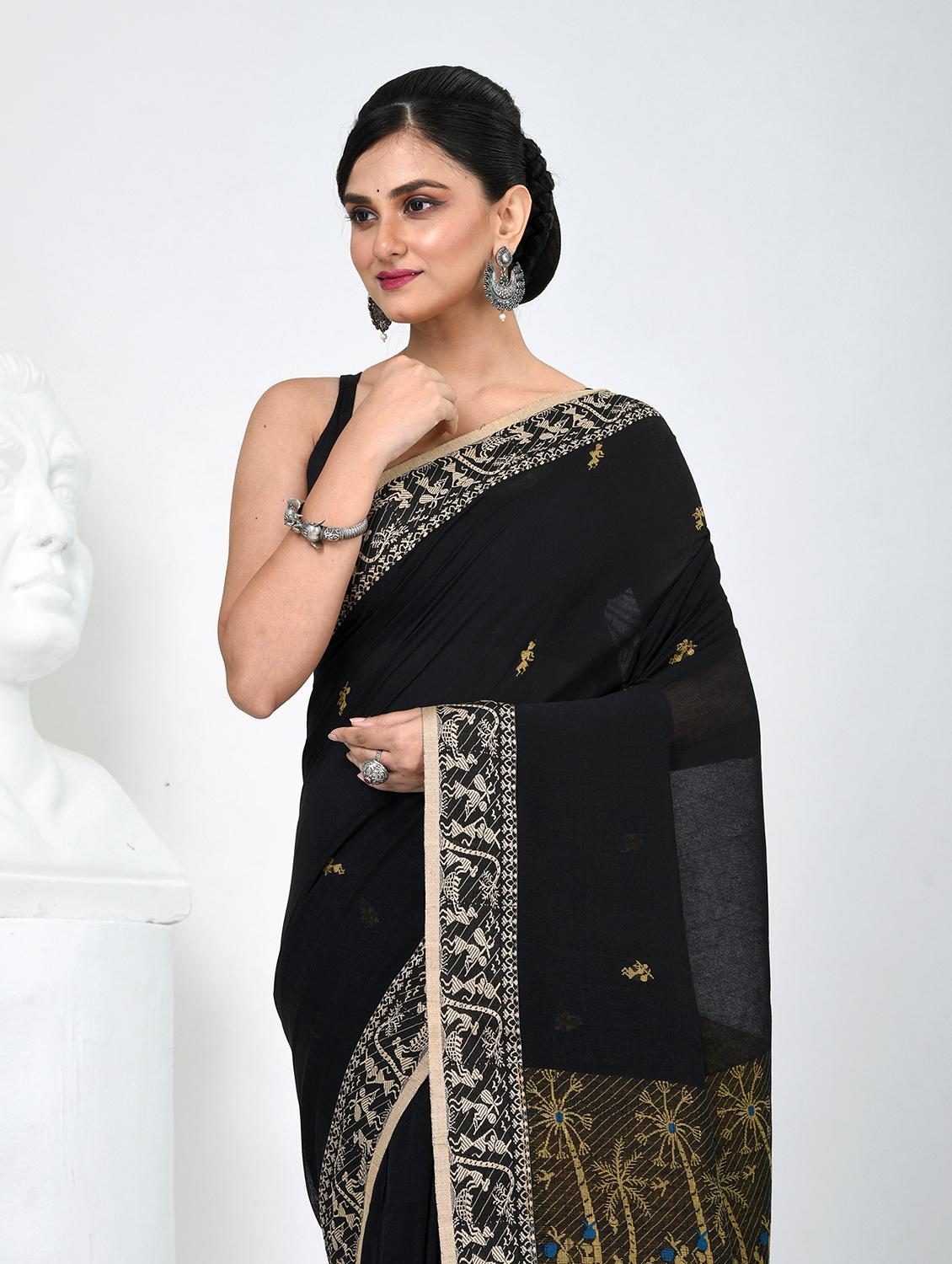 women self design handloom saree with blouse - 22060804 - Standard Image - 1