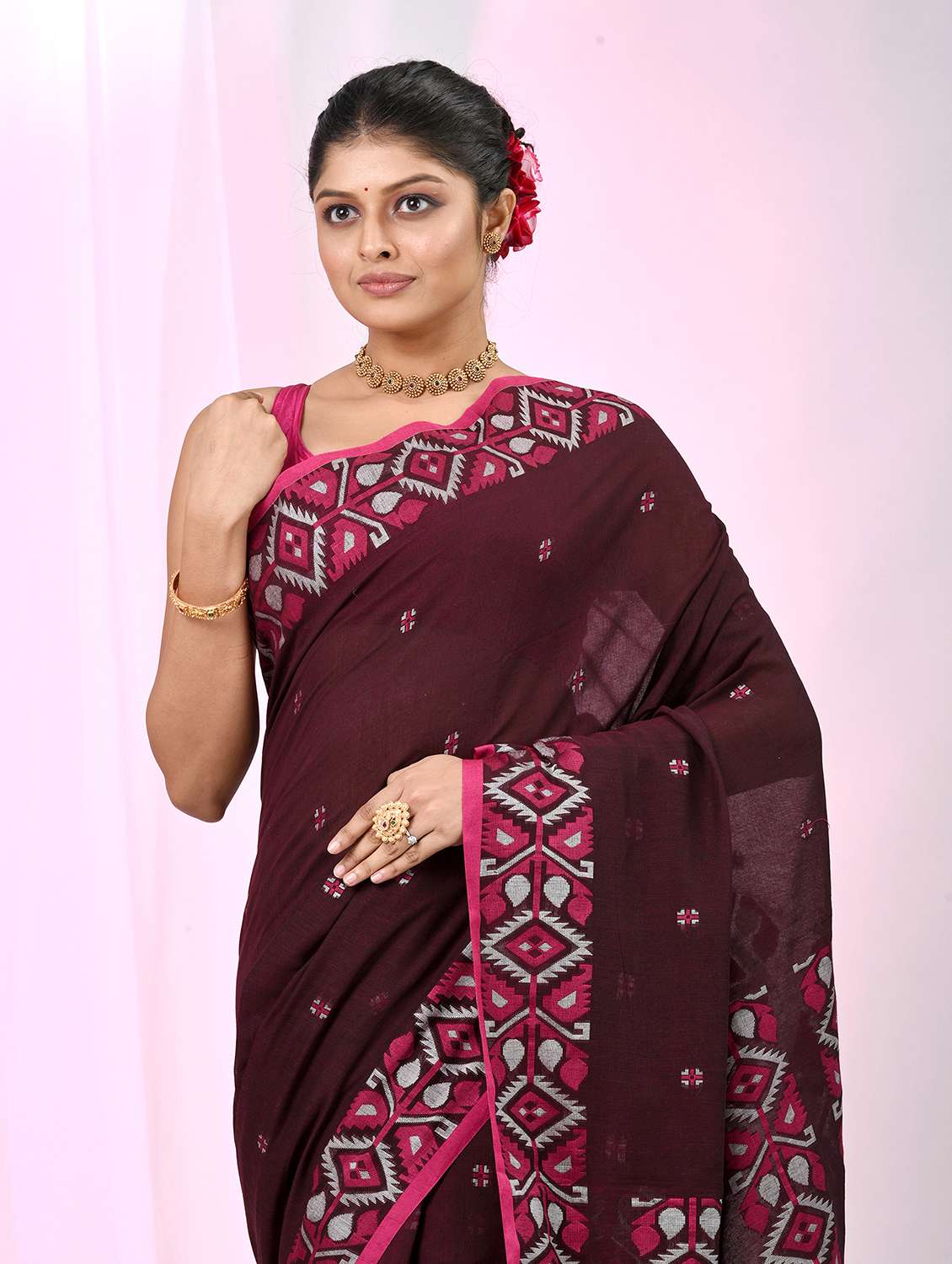 women self design handloom saree with blouse - 22060814 -  Standard Image - 1