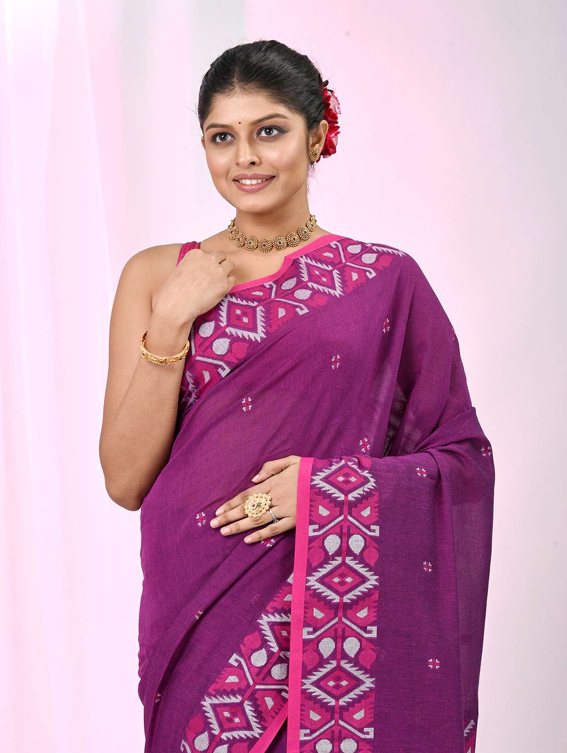 women self design handloom saree with blouse - 22060817 -  Standard Image - 1