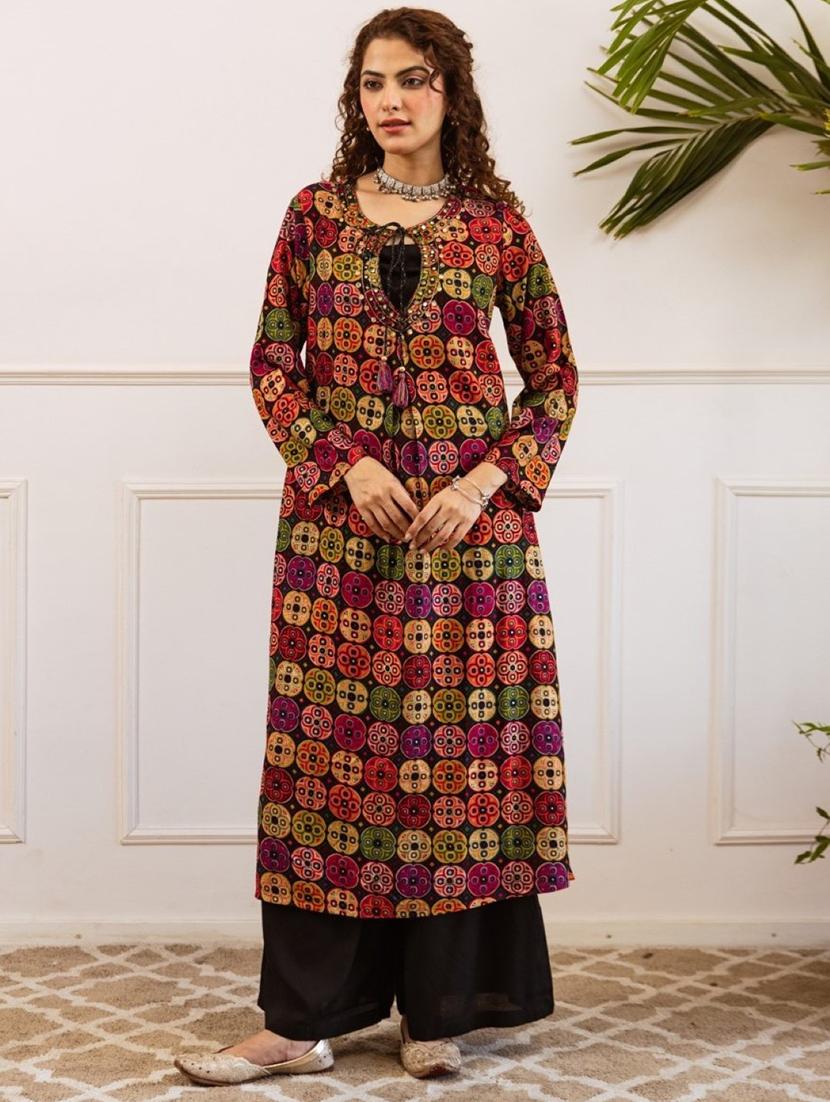 women printed long sleeve kurta palazzo set - 22060860 - Standard Image - 1