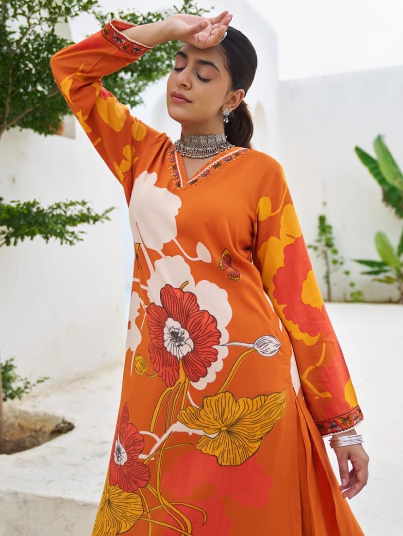 women floral printed long sleeve kurta palazzo set - 22060861 - Standard Image - 4