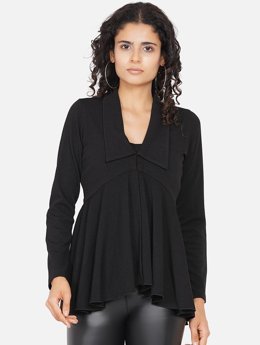 women solid long sleeve asymmetric top - 22060864 - Zoom Image - 0