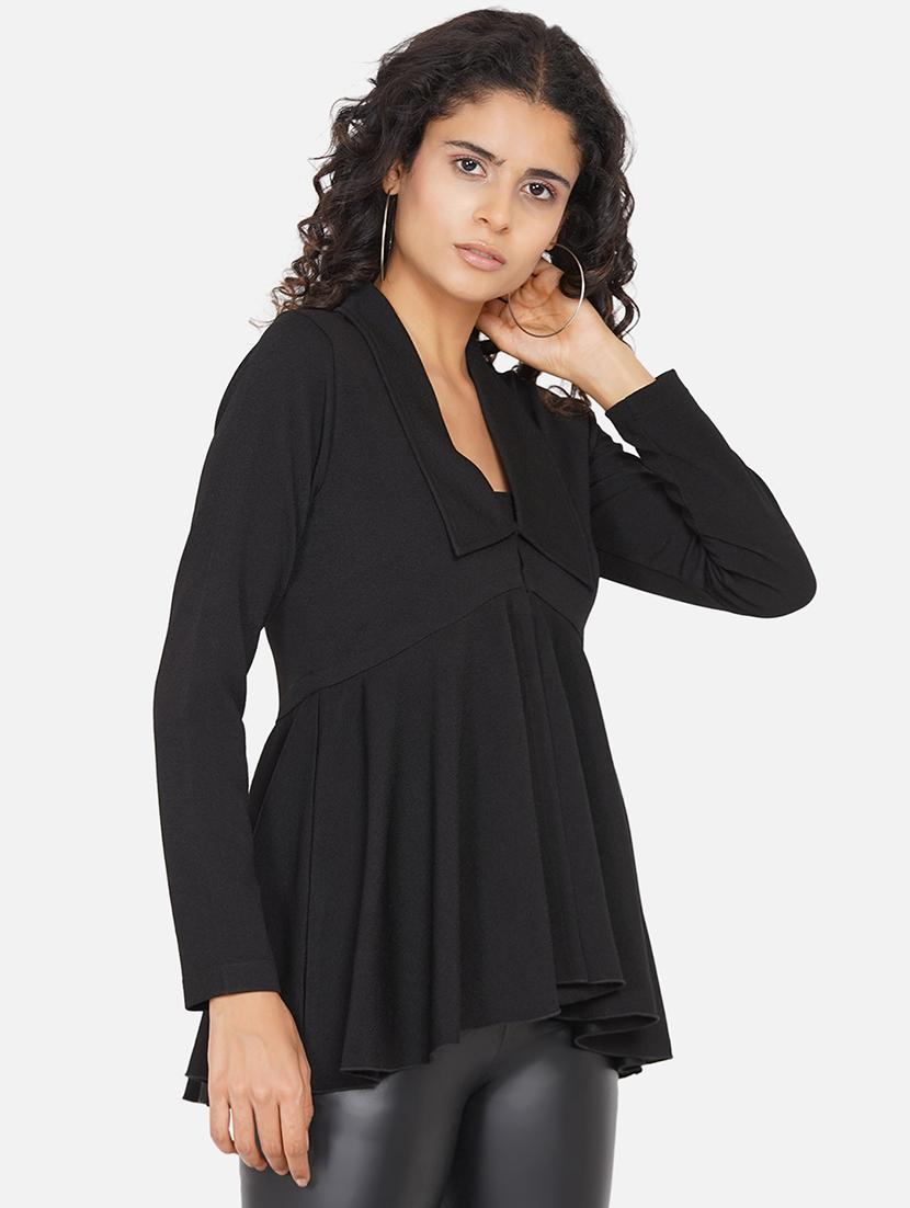 women solid long sleeve asymmetric top - 22060864 - Standard Image - 1