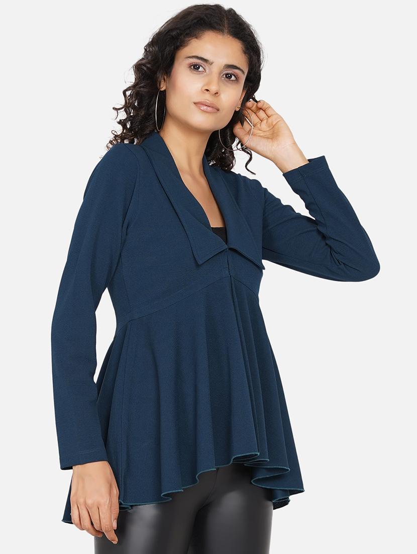 women solid long sleeve asymmetric top - 22060865 - Standard Image - 1