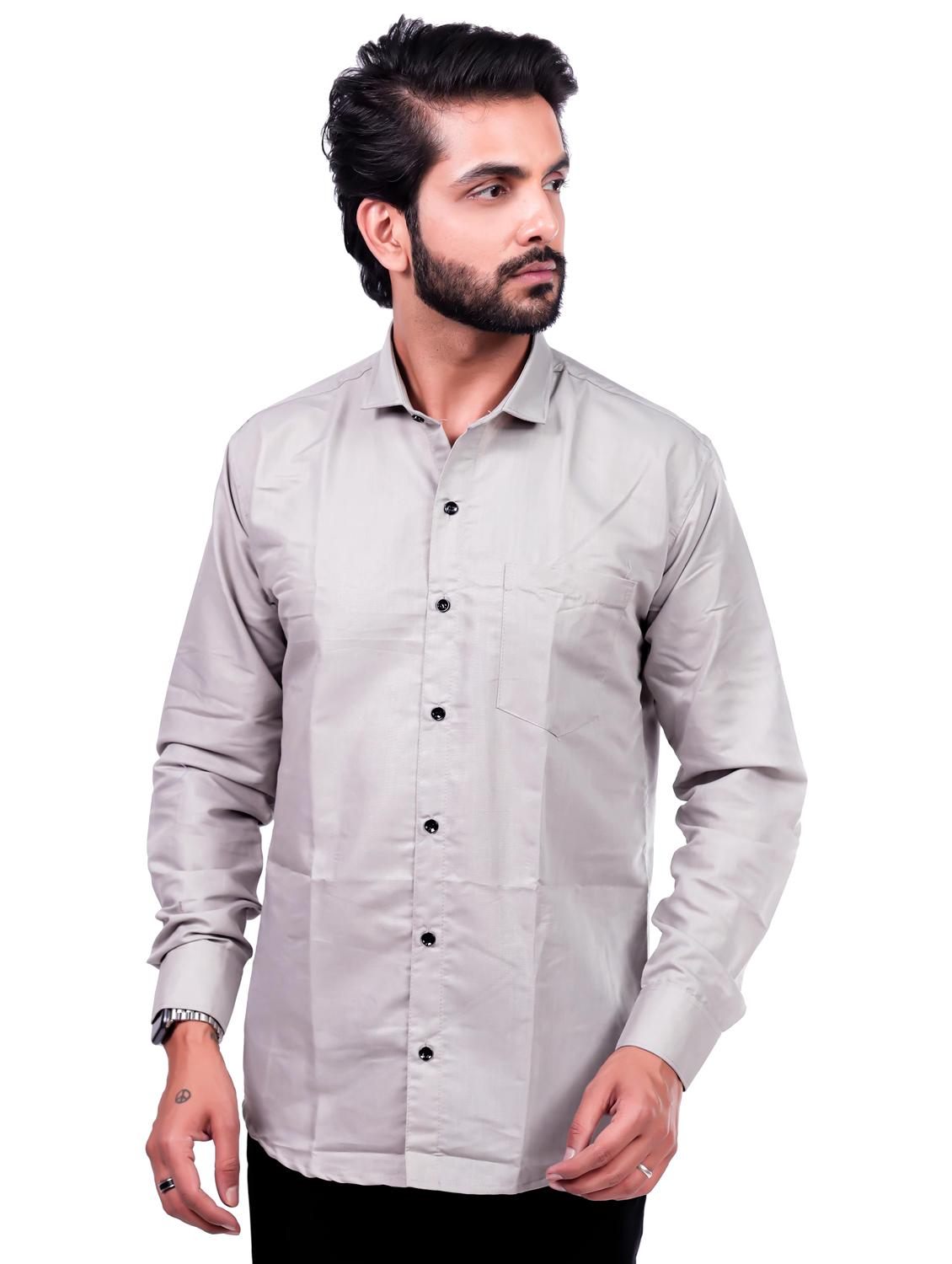 men solid collared long sleeve regular fit shirt - 22060933 - Standard Image - 1