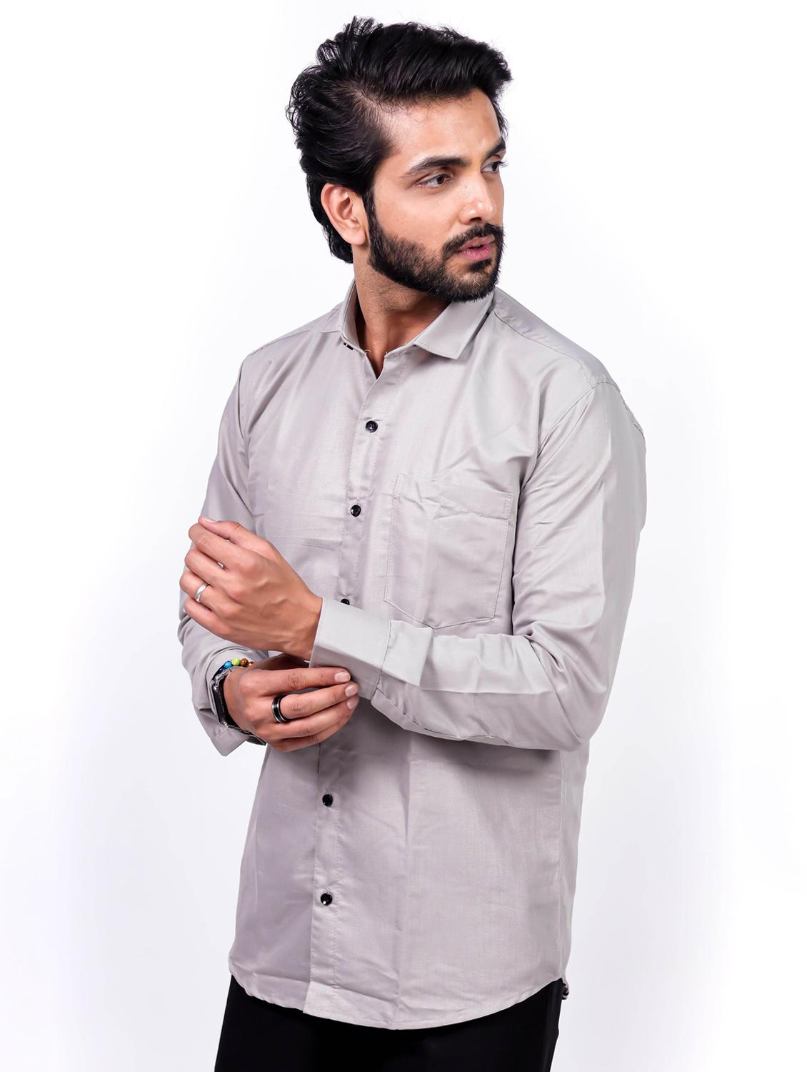 men solid collared long sleeve regular fit shirt - 22060933 - Standard Image - 4