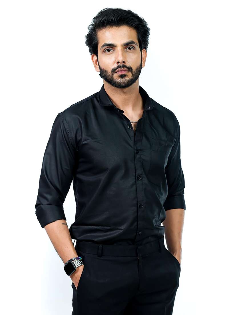 men solid collared long sleeve regular fit shirt - 22060954 - Standard Image - 4