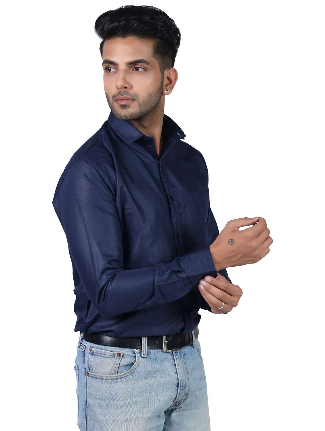 men solid collared long sleeve regular fit shirt - 22060960 -  Standard Image - 1