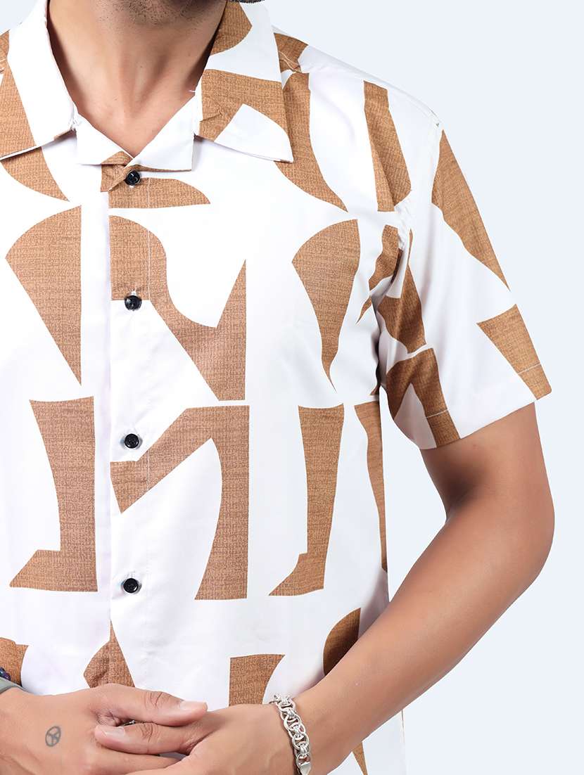 men printed collared short sleeve regular fit shirt - 22060962 -  Standard Image - 4