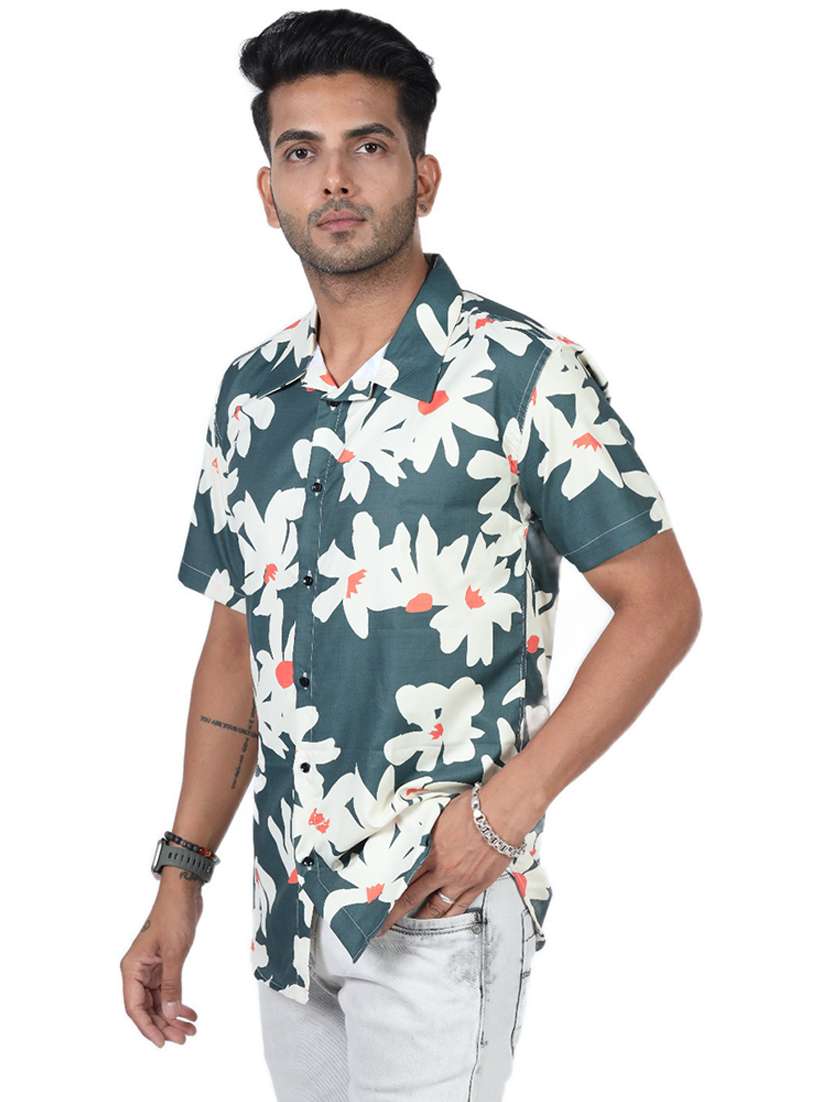 men printed collared short sleeve regular fit shirt - 22061004 -  Standard Image - 4