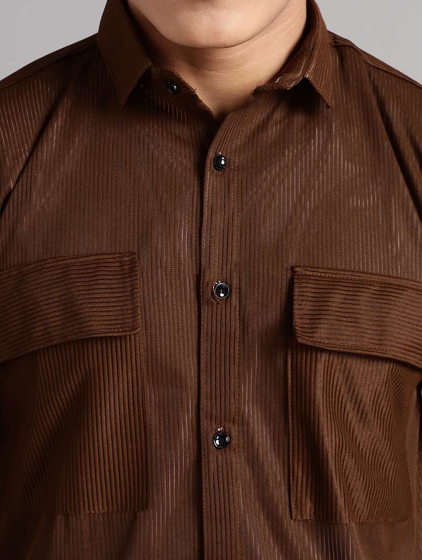 men solid collared long sleeve regular fit shirt - 22061045 -  Standard Image - 4