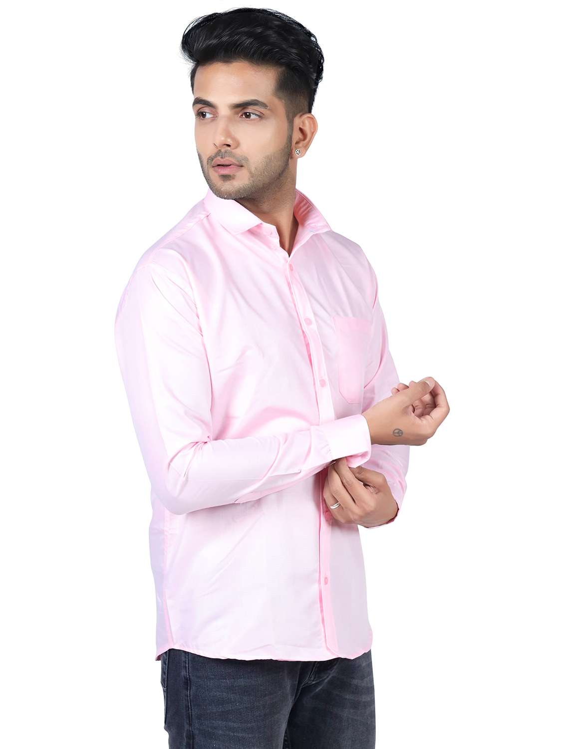 men solid collared long sleeve regular fit shirt - 22061054 -  Standard Image - 1