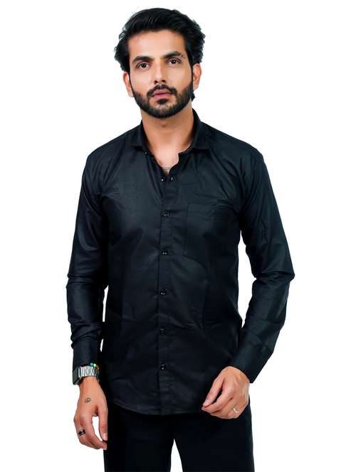 men solid collared long sleeve regular fit shirt - 22061057 - Standard Image - 0