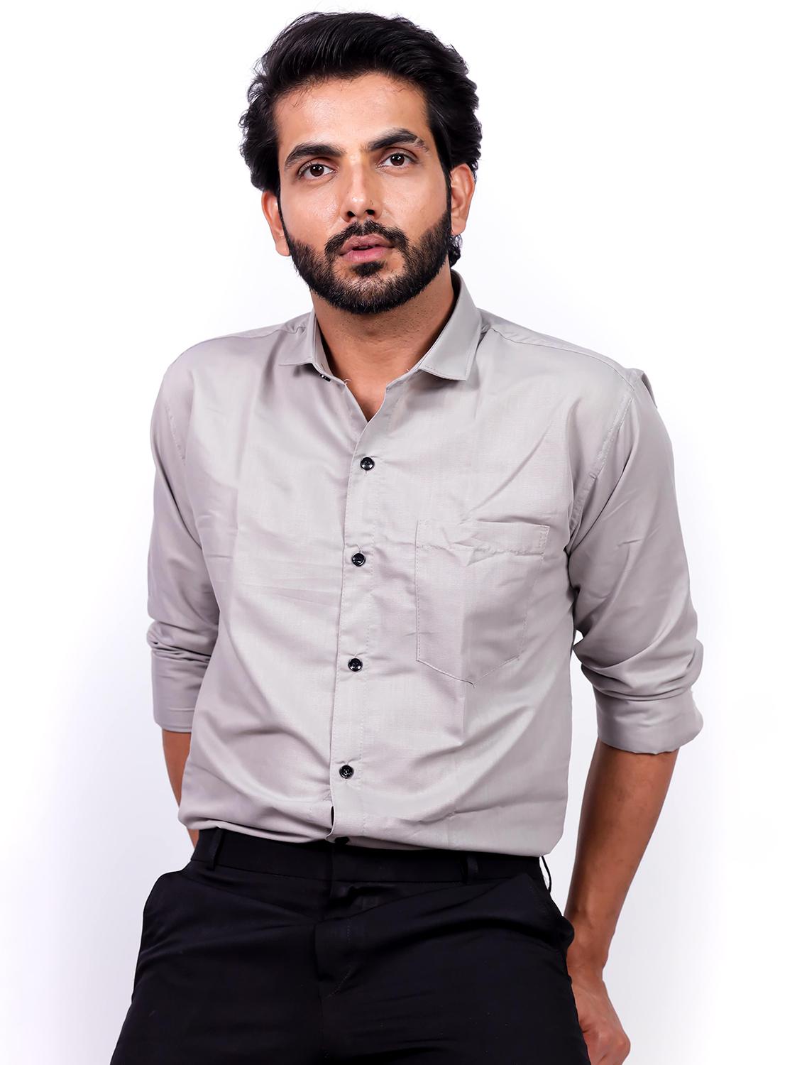 men solid collared long sleeve regular fit shirt - 22061060 - Standard Image - 1