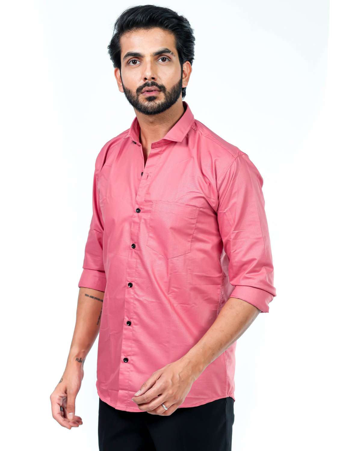 men solid collared long sleeve regular fit shirt - 22061070 - Standard Image - 1