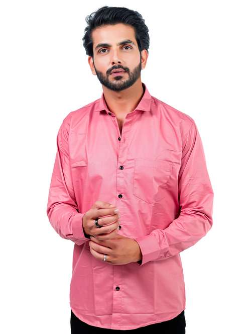 men solid collared long sleeve regular fit shirt - 22061072 - Standard Image - 0