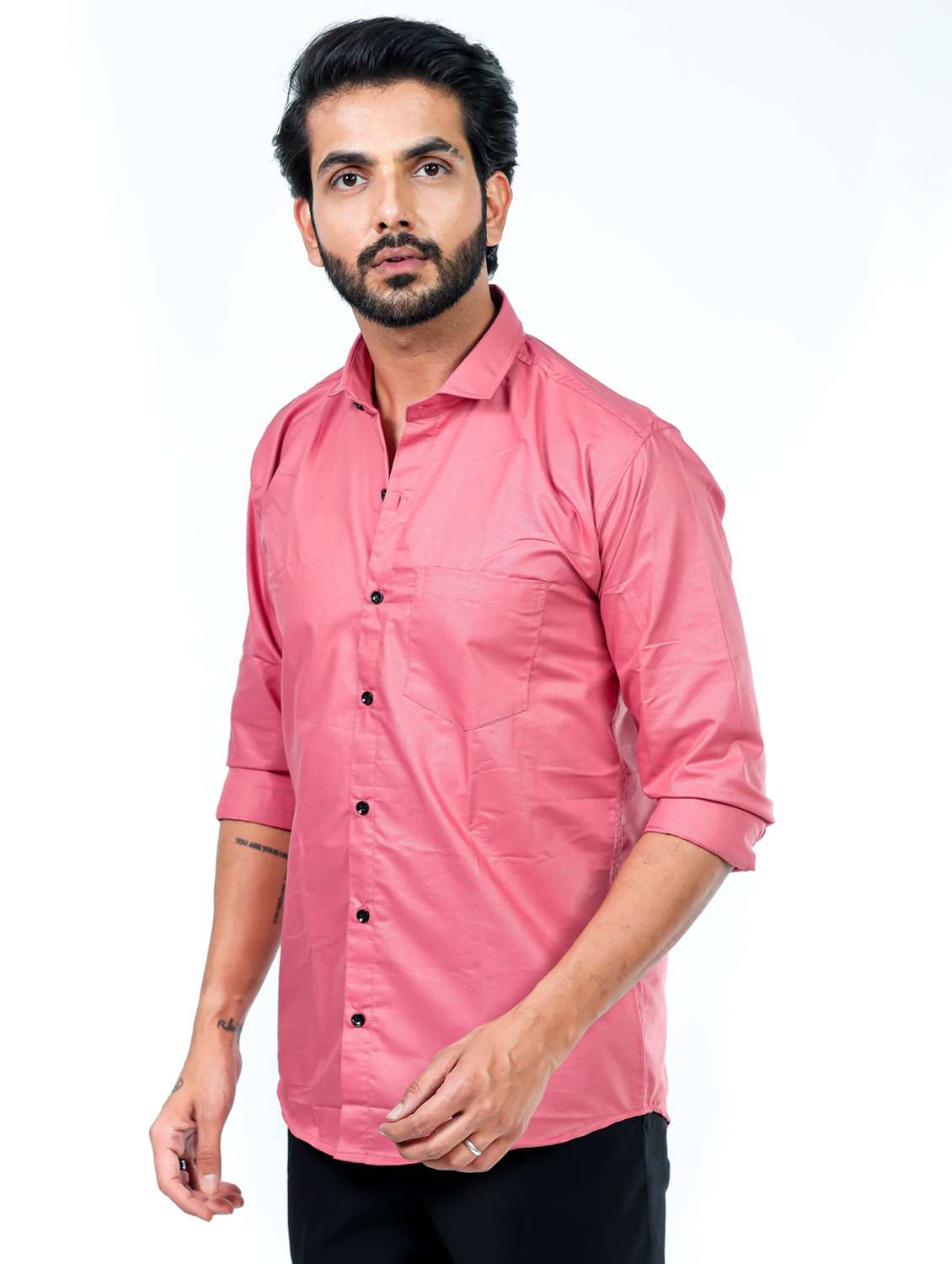 men solid collared long sleeve regular fit shirt - 22061072 - Standard Image - 1