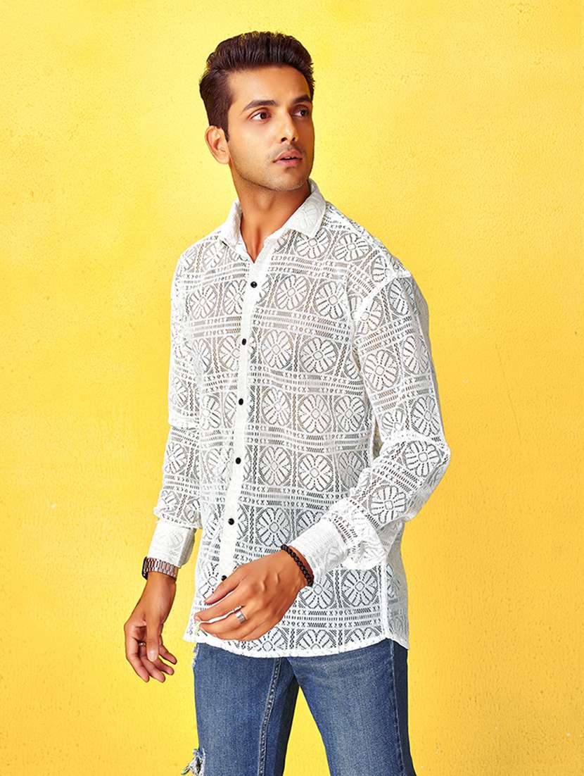 men solid collared long sleeve regular fit shirt - 22061132 -  Standard Image - 1