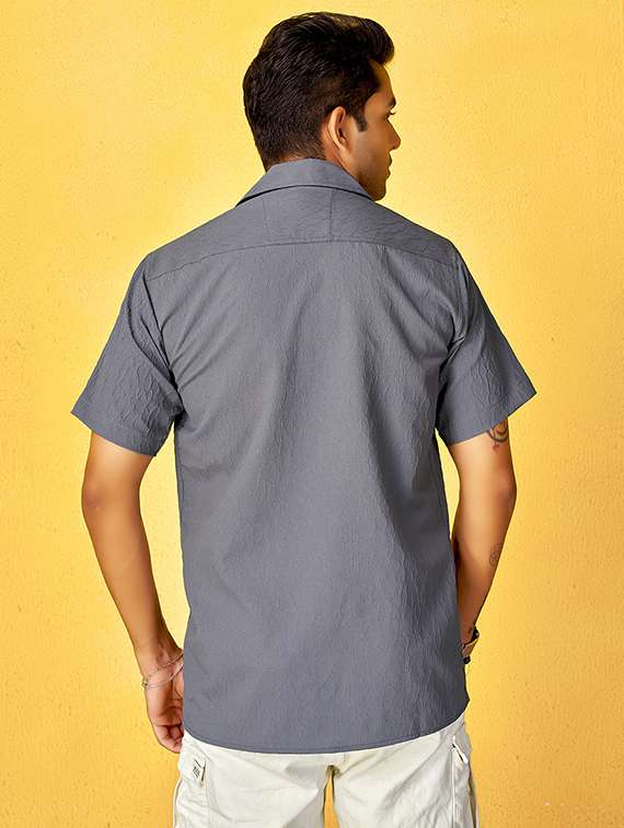 men solid short sleeve loose fit shirt - 22061152 -  Standard Image - 1