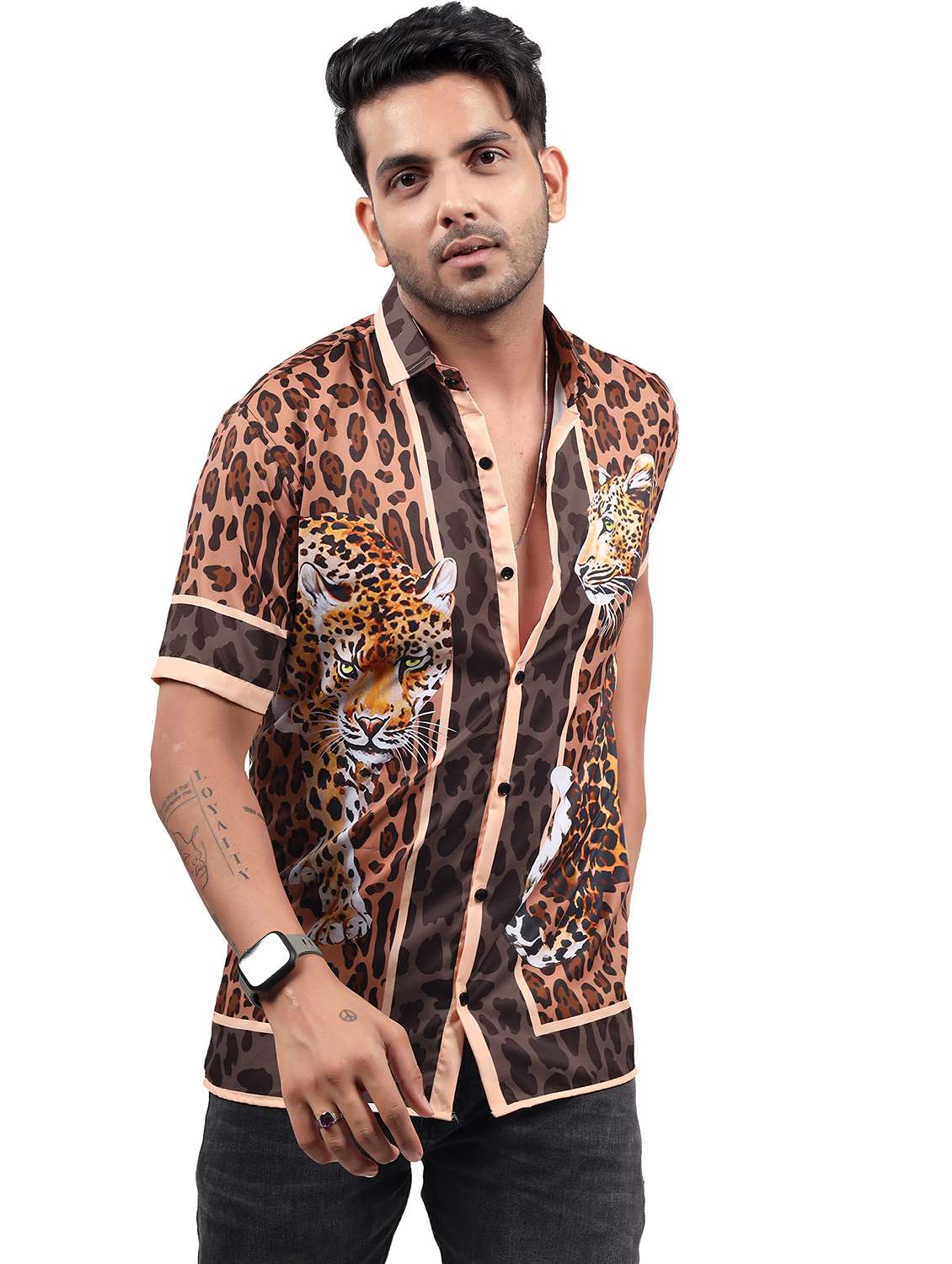 men animal print short sleeve regular fit shirt - 22061171 -  Standard Image - 1
