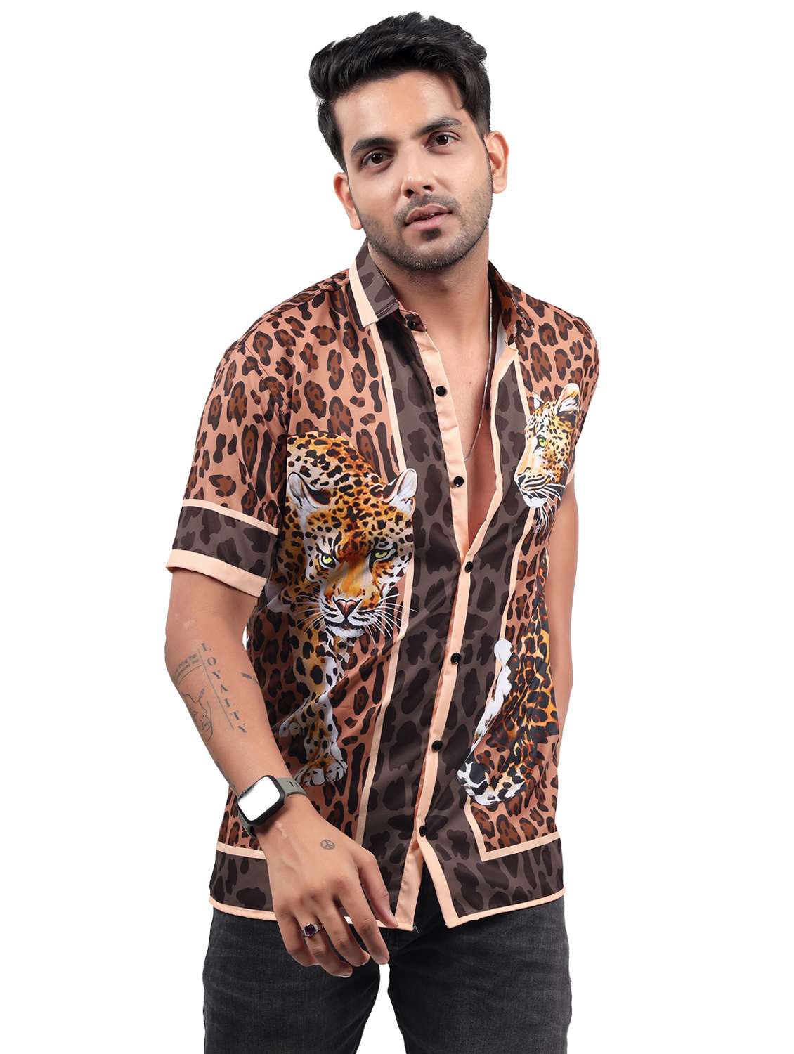 men animal printprint short sleeve regular fit shirt - 22061172 -  Standard Image - 1
