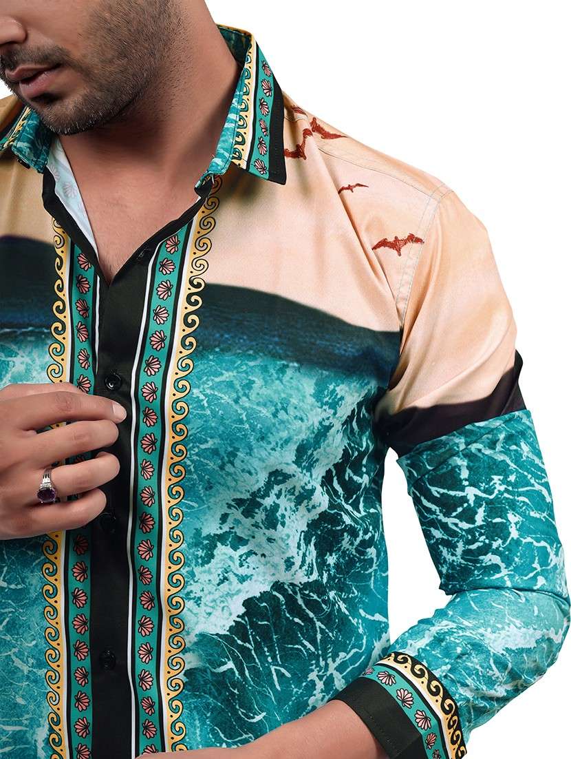 men printed collared long sleeve regular fit shirt - 22061176 - Standard Image - 4
