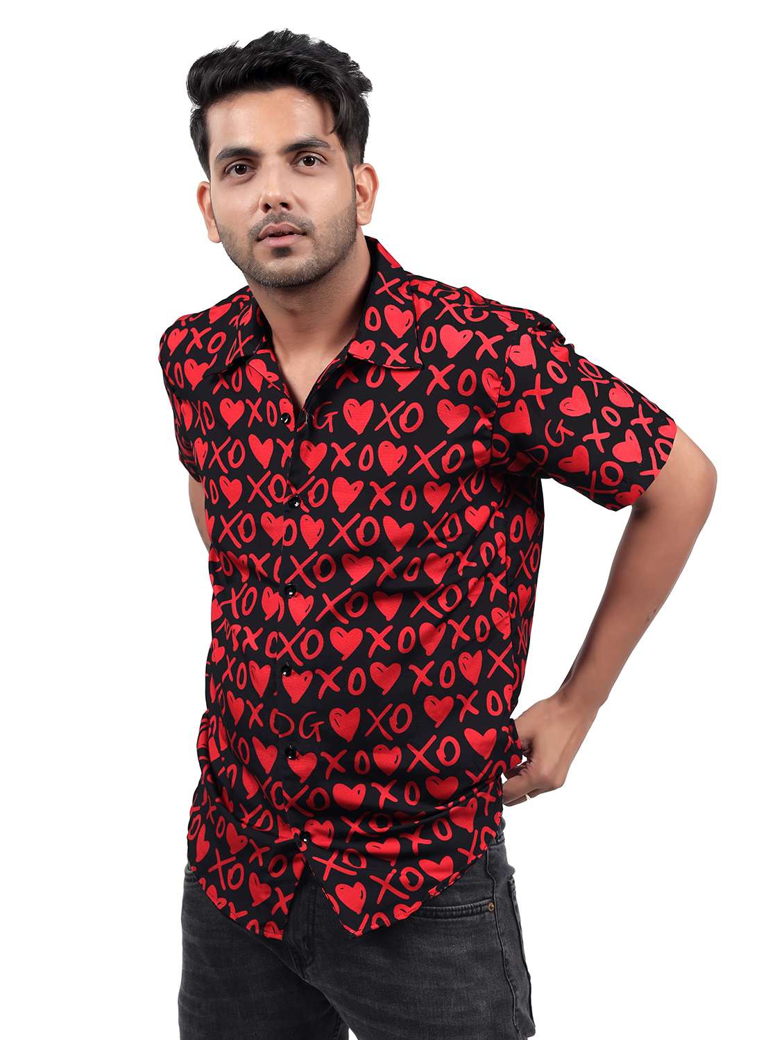 men printed short sleeve regular fit shirt - 22061181 - Standard Image - 1