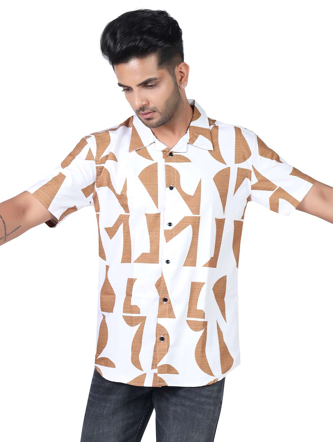 men printed short sleeve regular fit shirt - 22061279 -  Standard Image - 4