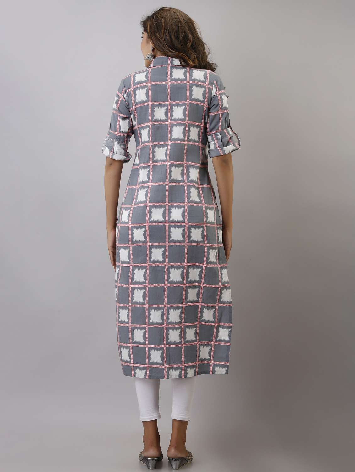 women printed collared roll-up sleeve kurta - 22061334 - Standard Image - 4