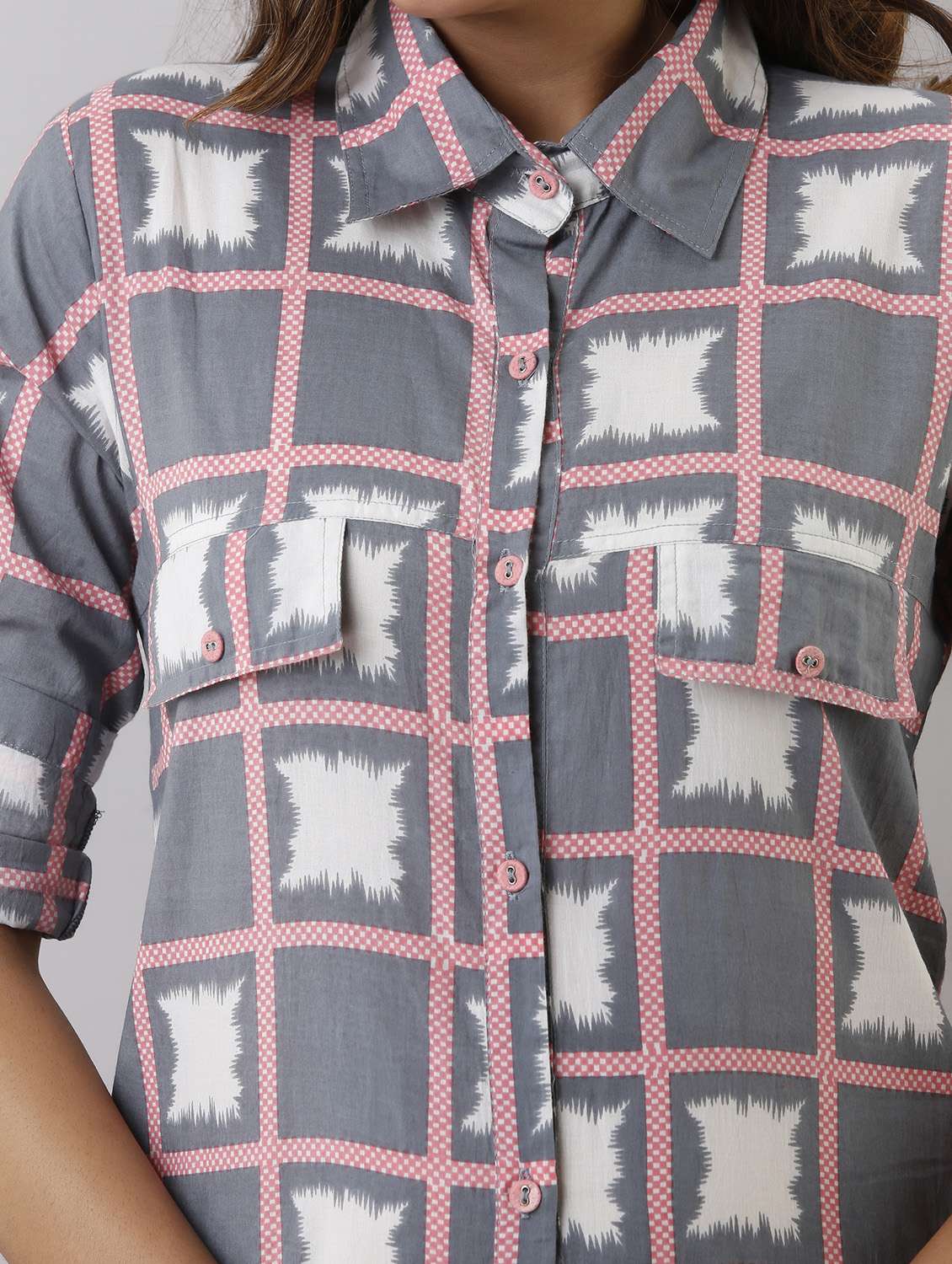 women printed collared roll-up sleeve kurta - 22061334 - Standard Image - 6