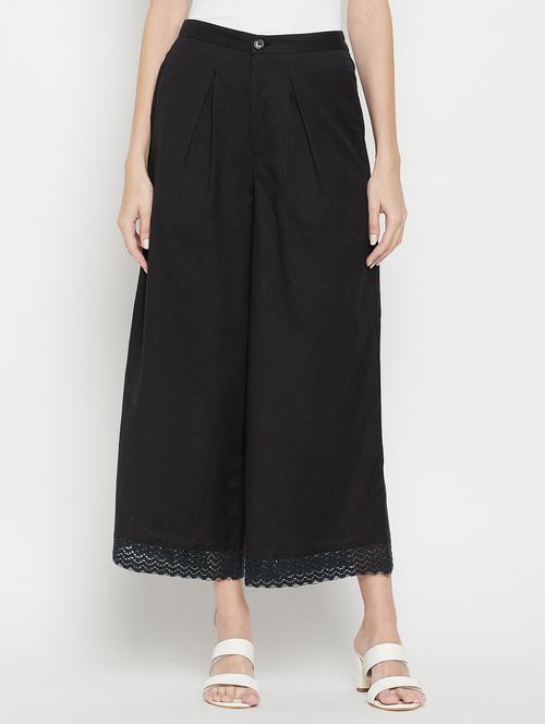 women solid mid rise flared palazzo - 22061335 - Standard Image - 0