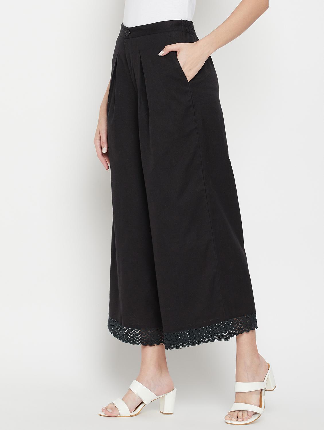 women solid mid rise flared palazzo - 22061335 -  Standard Image - 1