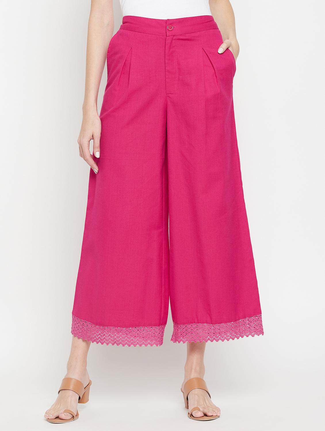 women solid mid rise flared palazzo - 22061337 - Zoom Image - 0