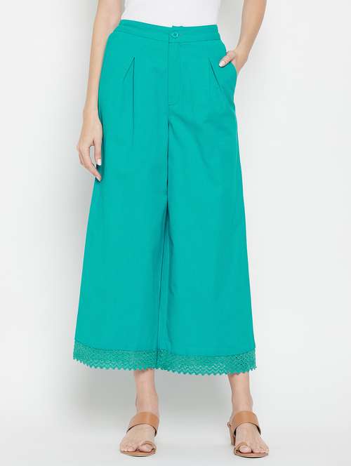 women solid mid rise flared palazzo - 22061338 -  Standard Image - 0