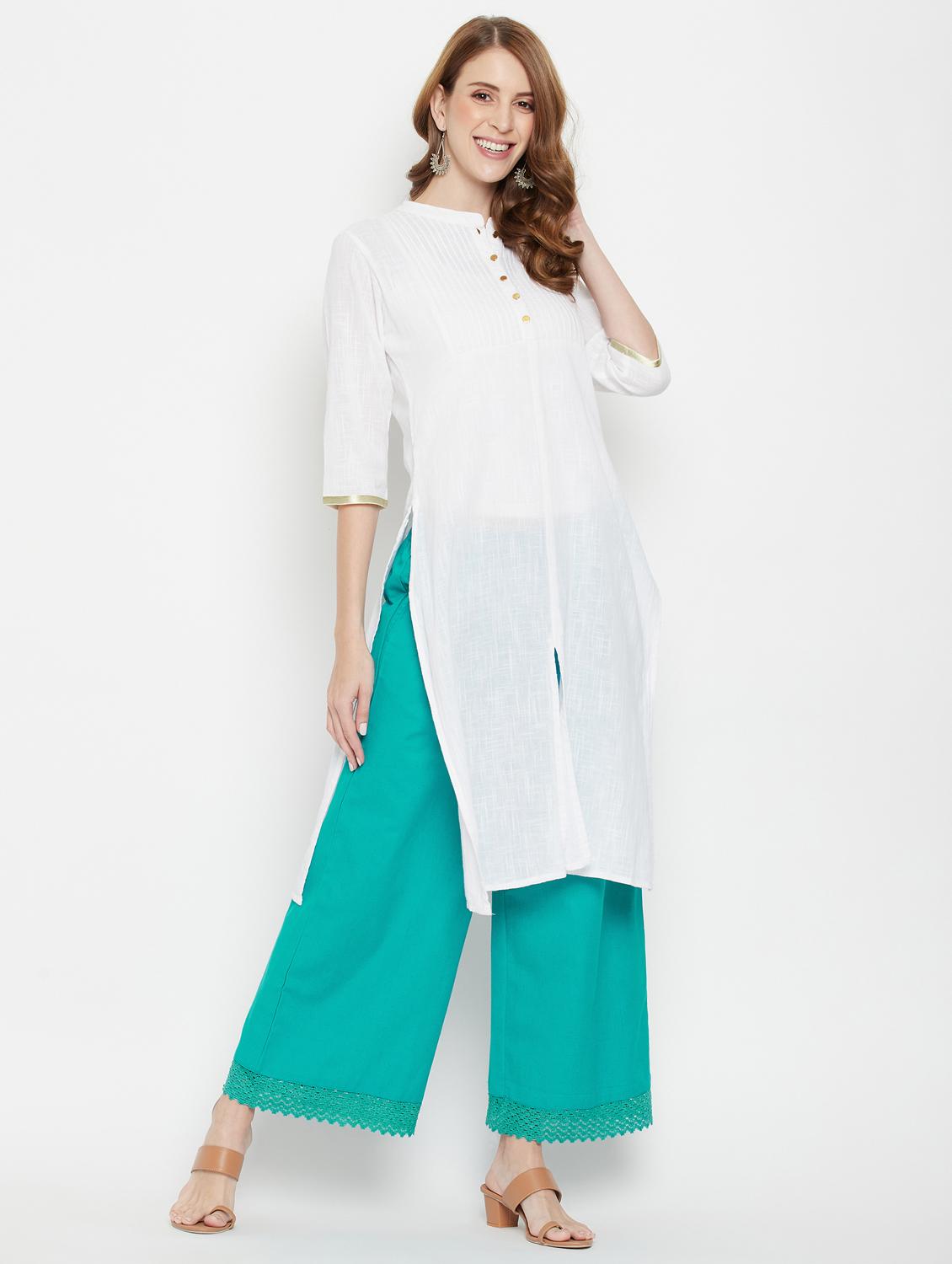 women solid mid rise flared palazzo - 22061338 - Standard Image - 4