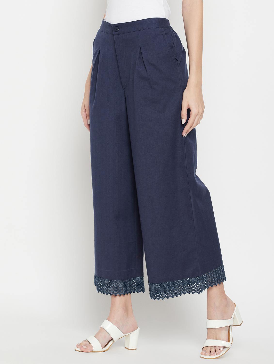 women solid mid rise flared palazzo - 22061339 - Standard Image - 1
